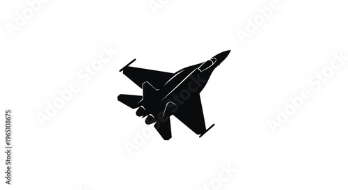 Fighter Jet Icon – Military Aircraft Silhouette Outline Vector
