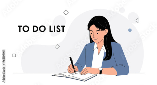 Woman writing to-do list, planning tasks, business woman working, organization concept