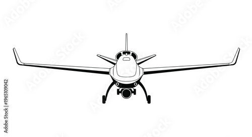 Airplane Front View Icon – Aviation Aircraft Travel Outline Vector Illustration