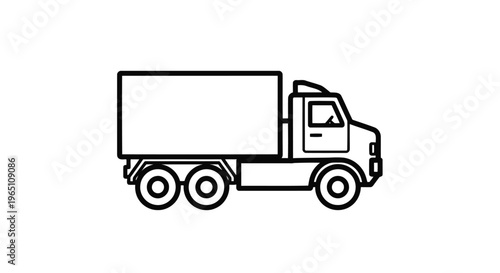 Cargo Truck Icon – Delivery Transport Vehicle Logistics Outline Vector Illustration