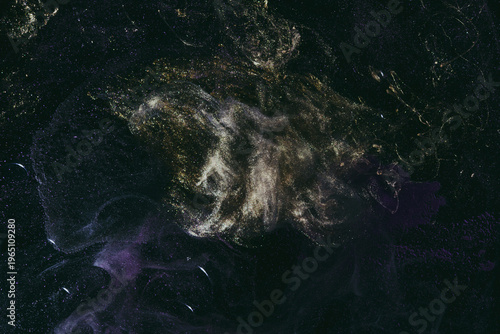 Luxurious abstract dark background. Explosive colors wallpaper, outer space pattern. Dynamic paint backdrop.