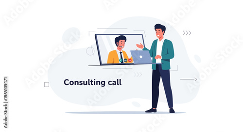 Business consulting call, online meeting, remote teamwork, video conference