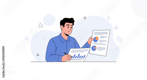 Businessman analyzing financial charts and reports, business growth concept
