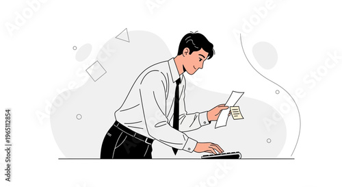 Accountant Calculating Financial Data with Calculator and Papers