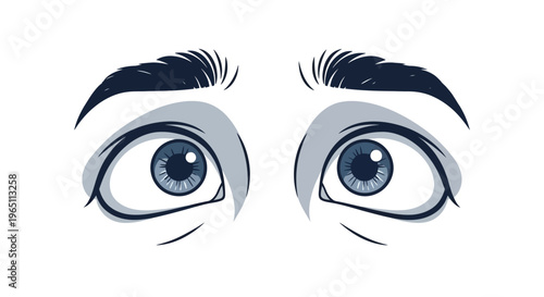 Illustration of a man's blue eyes and eyebrows on a white background