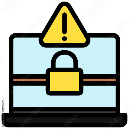 Ransomware Outline Color Icon. Mini Illustration For Modern Concept, Ui, Ux Web And App Development. Related To Cyber Security, Data Protection.