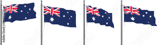 Australian realistic national flag vector illustration. Vector flag of Australia with different style like standing position