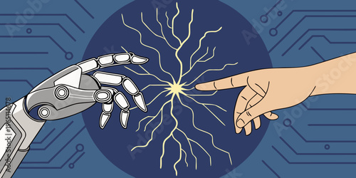 Robot and Human Finger Touching Neural Network in Sci-Fi Art