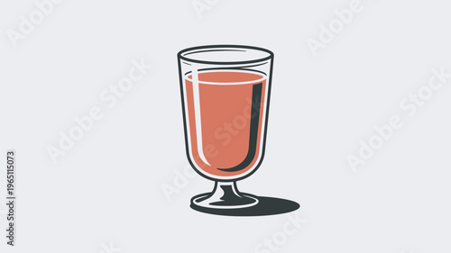 A cartoon illustration of a glass filled with a red liquid on a plain background