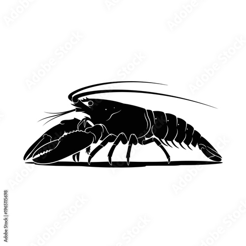 Marine Silhouette of a Large Ocean Lobster Crawling on Sea Floor Crustacean Life
