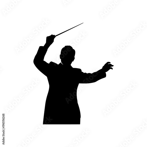 Artistic Silhouette of an Orchestra Conductor Waving a Baton Musical Director