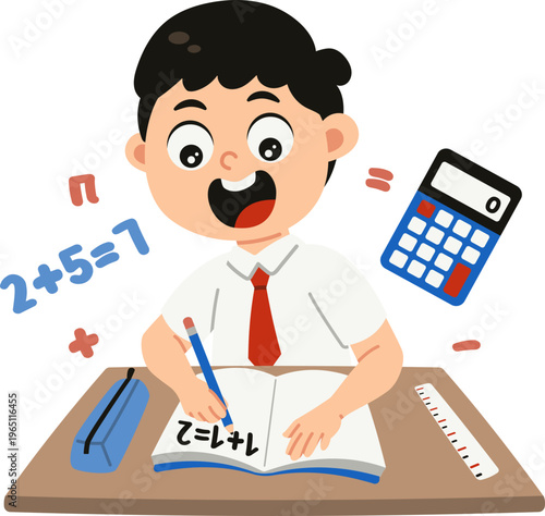 Clip Art Karakter Anak Belajar Pelajaran Matematika