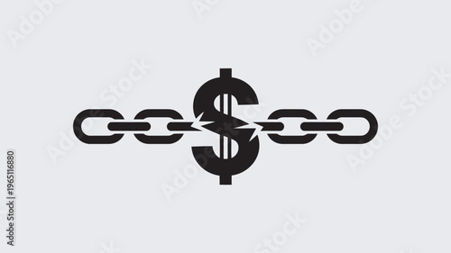 A broken chain wrapped around a dollar sign symbolizing financial freedom or economic liberation.