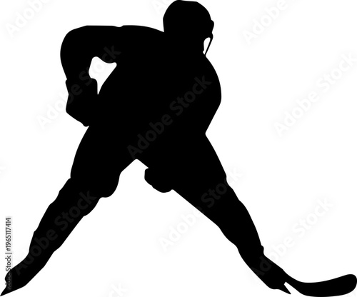 Photography Action Silhouette of an Ice Hockey Player Skating with a Stick Vector Graphic Re