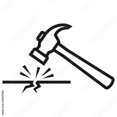 Hammer Hitting: A bold graphic captures the essence of construction, with a hammer mid-impact, skillfully striking a surface, suggesting precision, force, and industry.