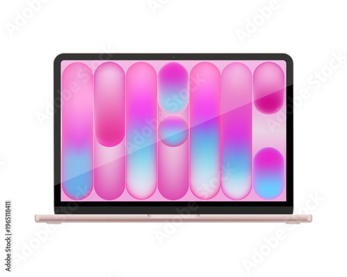 Photorealistic detailed pink notebook mockup. Front view of opened notebook isolated on transparent background. Vector PNG