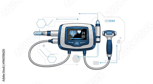 Futuristic Medical Device with ECG Display and Probe, Healthcare Technology