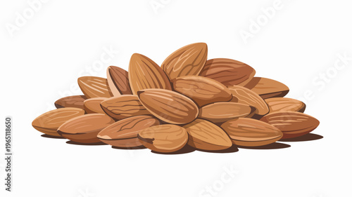 A pile of almonds on a white background, showcasing a healthy snack option