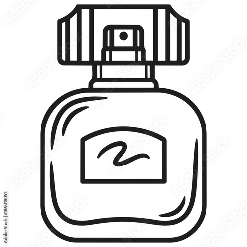 Essence of Elegance: A minimalist graphic of a perfume bottle, embodying sophistication and allure.