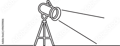 Theater spotlight icon vector background. Spotlight on a stand icon. one line art icon drawing vector