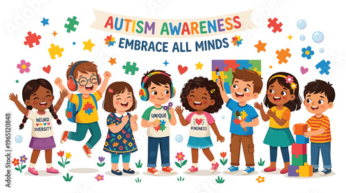 Autism awareness children embracing diversity and individuality