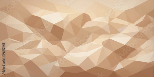 Abstract geometric shapes form a stylized mountainous landscape with neutral tones, providing a minimalist aesthetic.