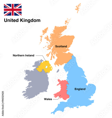 UK United Kingdom map vector