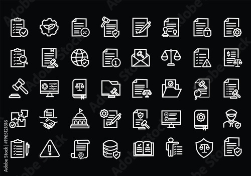 Regulation icon set. Editable line icons. Vector illustration.