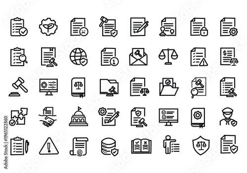Regulation icon set. Editable line icons. Vector illustration.