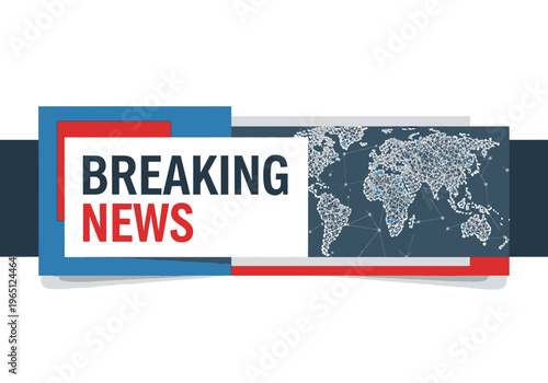 Breaking News Globe Graphic with World Map Showing Africa and Europe