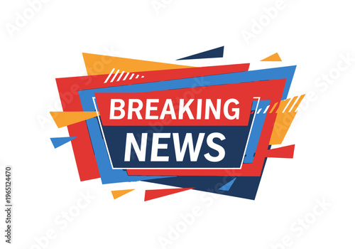 Breaking News Graphic with Geometric Shapes and Bold Colors - Dynamic Announcement Visual