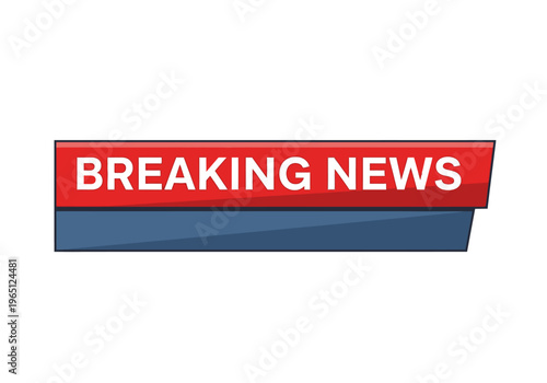 Breaking News Graphic Banner with Red and Blue Tones, Indicating Urgent Information and Updates