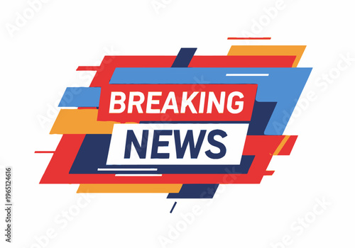Breaking News banner with dynamic abstract shapes and bold text for urgent updates