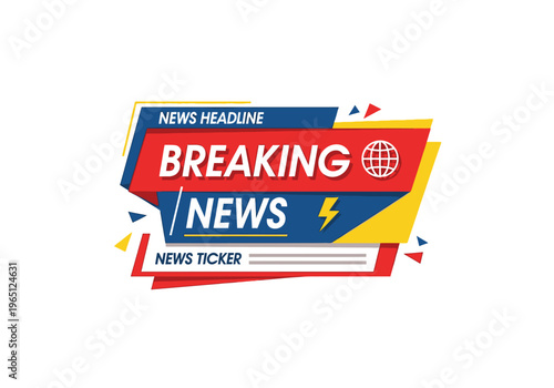 Breaking News Headline with Global Icon and Lightning Bolt on a Dynamic Background, Representing Urgent Information and World Events