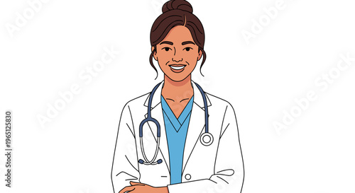 Smiling nurse in white coat with stethoscope friendly medical professional healthcare and wellness concept female doctor
