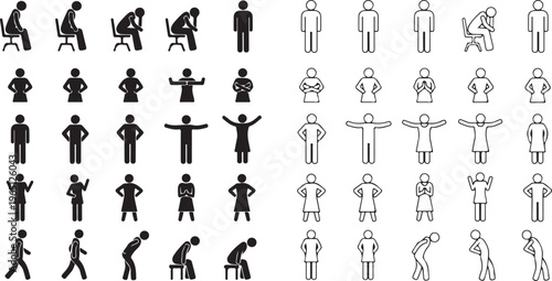 Silhouettes of people in various poses representing emotions and activities.