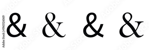 Ampersand symbols and sign collection. Custom hand drawn ampersand icon for invitations and letters in eps 10.