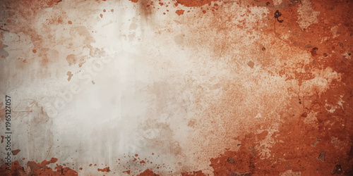 A dark and aged vintage grunge wall texture features a rough surface of old rusty metal and dirty brown paper with an antique paint pattern on a blank weathered backdrop