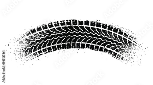 Auto tire tread grunge element. Car and motorcycle tire pattern, wheel tyre tread track. Black tyre print. Vector illustration isolated on white background.