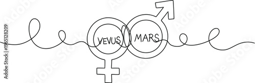 Intertwined venus and mars symbols representing love and union