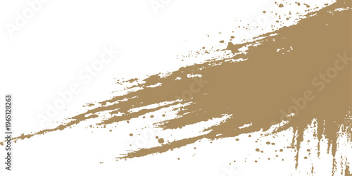 Abstract grunge background with brown coffee powder ink splats and a dirty chocolate paint splash texture on dry macro paper