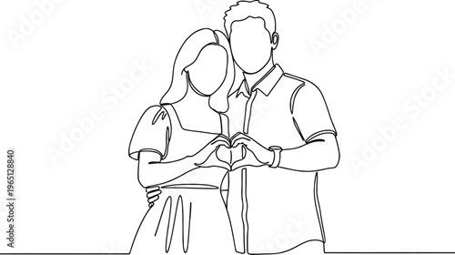 Elegant line art depicting a couple holding hands in a tender embrace
