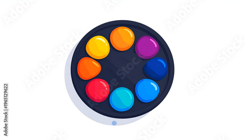 Colorful candies arranged on a dark palette; cartoon style vector illustration