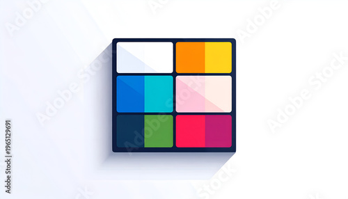 Colorful grid of squares with modern design flat style geometric shape and shadow