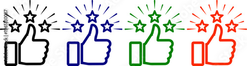 Thumbs up and rating stars icon for positive feedback and customer satisfaction