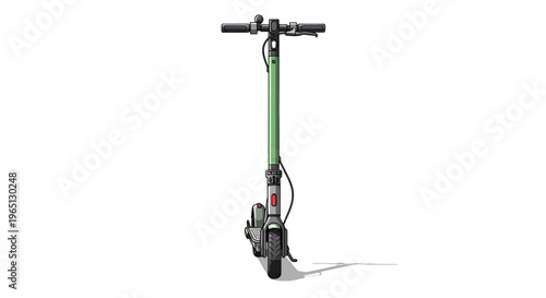 Electric scooter with green frame.