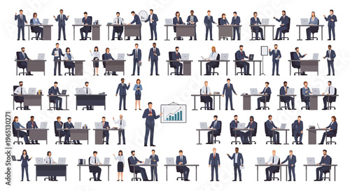 Canvas-taulu Businessmen in various office positions.