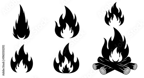 Black silhouette of burning fire.