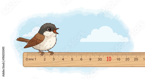 Brown and white small bird standing.