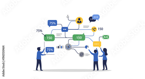 Two businesspeople working on flowchart.